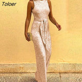 Women Jumpsuit Comfortable Polyester Sexy Glitter Elegant Lady Romper For Party Women's Clothing