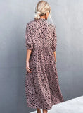 Vintage V-neck Half Sleeves Dot Print Midi Loose Holiday