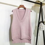 Korean Loose Wild Sweater New Chic V-neck Knitted Vest Women's Sweater Vest Sleeveless Sweater Autumn and Winter 2021
