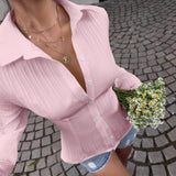 Hot Women's Solid Color Folded Waist Loose Broad-Legged Straight