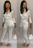 Winter Sequined Zip Up Long Sleeve Formal