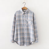 Cotton Plaid Shirt Women 2020 Autumn New Long Sleev Blouse Loose Tops and Blouses Office Style Ladies Clothes