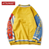 Cartoon Clown Embroidery Sweater Harajuku Retro Style Knitted Sweater Autumn And Winter Cotton Pullover