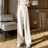 Toloer Leg Pants Women's Pants Down Loose High Waist Khaki Pants Spring And Autumn Suit Narrow Version Straight Leg Casual Floor Pants-Outfit