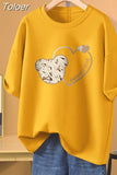 100 Cotton L-5XL Plus Size T Shirt Cartoon Print Tshirt Short Sleeve Women's Top Summer Kawaii Couple O Neck T