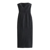 New Solid Color Slimming And Wiping Chest Medium-And Long-Style Dress 8592807-Outfit