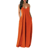 Casual Long Dress Summer 11 Colors Solid Short Sleeve Maxi Dresses Fashion Pocket V-neck Female Loose Dress Robe