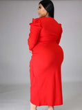 Plus Size V-Neck Wrap Hem Irregular Party