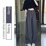 Spring Autumn White Wide Leg Women's Pants Korean Style High Waist Thin Suit Pants Straight Loose Sagging Feeling