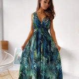 Station Wish Popular Style 2023 Summer Dress New Printed Bare-Back Strapped Dress-Outfit