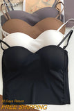 Fashion Women Camis With Bra Pad Cute Crop Tops Spaghetti Backless Tank Tops For Women Ice Silk Fabric
