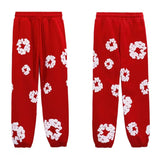 Printed Flower Wood Cotton Loose Sweater Y2K Hip Hop Street Pullover For Leisure-Outfit