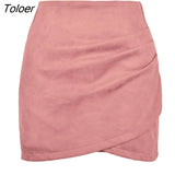 Autumn Velvet Pleated Mini Skirt Women Solid Slim High Waist Elegant Irregular Zipper Skirts Bodycon Sexy Short