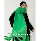 Mohair Thick Scarf Female Autumn And Winter Warm Double-sided Korean Version Of The Wild Long Collar