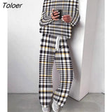 High Neck Knit Wide Leg Pants Suits Two-piece Set 2023 Autumn Winter New Printed Long Sleeve Women's Tops +