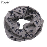 Autumn Winter Long Warm Star Print Children Scarf Snood Outdoor Neck Warmer O Ring Scarf For Kids Baby Cotton Ring