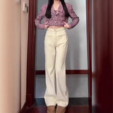 Design High-Waisted Narrow Version Of Straight Jeans Women Autumn And Winter Plus Velvet Warm Thin