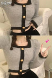 Cropped Pullovers Women Y2k Tops Square Collar Puff Sleeve Tunic Sueter Mujer Pull Femme Fashion Knitted Sweater