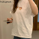 Summer Woman Tshirts Cat Print Fashion Shirts for Women O-neck Short Sleeve White Tees Y2k T-shirt Oversized Tops Femme-Outfit