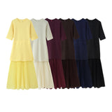 New Round-Neck Short-Sleeved Knitted Knitted Dress
