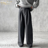 Elegant Loose Gray Pants Women Fashion High Waist Full Length Office Lady Pants Casual Simple Straight Trousers