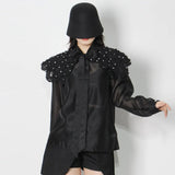 Solid Shirt For Women Peter Pan Collar Long Sleeve Lace Up Bowknot Button Through Blouse Female Clothing Style