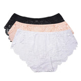 3pcs/Pack! Mid Waist Lace Panties Women Plus Size Ultra Thin Briefs XL to XXXXL Solid Underwear