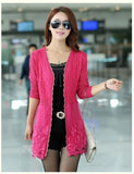 Knit Cardigan Sweater Casual Elegant Fashion Slim Solid Color Long sleeve Lace Long Cardigan Female Outwear Tops