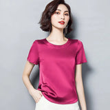 Imitation Silk Blouse Short Sleeve Satin Blouse Women Summer Ladies Office Blouses Womens Tops And Blouses
