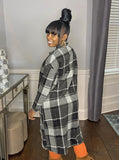 Casual Plaid Button Up Turndown Collar Full Sleeve Long Blouse