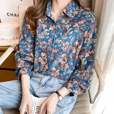 loose ladies shirts 2022 Spring Summer Fashion Women's Blouses printing Long sleeve dress shirts Tops Blusas
