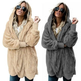 autumn and winter plush warm cotton coat mid-length double-sided