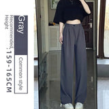 Spring Autumn White Wide Leg Women's Pants Korean Style High Waist Thin Suit Pants Straight Loose Sagging Feeling