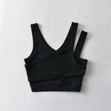 Camis Solid Knit Short Hollow Out Sleeveless Tank Tops Women's Crop Top-Outfit