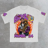 Men's T-Shirt 2024 Basketball Shirt Sports Style Short-Sleeved Cotton Print Loose T-Shirt Street Hip-Hop Blouse Short Sleeves-Outfit