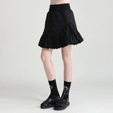 High Elastic Waist Black Ruffles Temperament Mini Half-body Skirt Women Fashion Tide New Spring Summer 2023