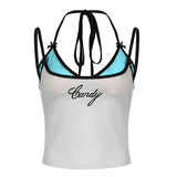 Girl Girl Bowknot Thin Halter Top Ins Trend Slim Vest 2024 New Style-Outfit