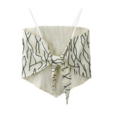 Women Irregular Hem Backless Camisole, Boat Neck Sleeveless Off-the-shoulder Tops, Black/ Beige-Outfit