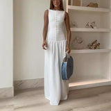 Women's New Sexy Sleeveless Solid Color Button Temperament