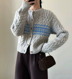 Retro Short Twist Cardigan Women's 2024 Autumn And Winter New Matching Color High Waist Fashionable Small Coat-Outfit