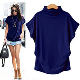 Commute Large Size Women's Half Turtleneck Batwing Sleeve Solid Color Polyester