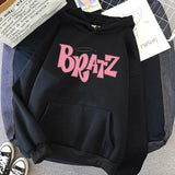 Bratz Letter print hoodie Autumn winter Sweatshirt unisex men and Women's Casual student Fashion Hooded Sweatshirt Long