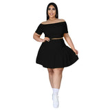 Size Sets Skirts Women Fashion Casual Crop Top Mini Skirt Two Piece Solid Outfits New Uniform Summer Wholesale