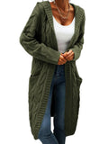 Casuald Cardigan Women Long Sleeve Hooded Sweater Casual Winter Warm Cable Knit Jumper Female Casual Loose Knitted