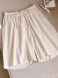 Length Cotton Linen Shorts Women Summer 2022 Elastic Waist Basic Short Pants Linen Loose Women's Bermuda Shorts For