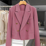 Toloer Jacket Female 2024 Coffee Color Autumn New Temperament Fried Street Short Short Casual Suit Woman-Outfit