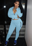 Casual Zipper Pocket Long Sleeve Hoodies An Pant Two Piece