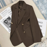 Toloer And Fall 2024 New Gray Korean Version British Style Suit Jacket Women's French Texture Fashion Suit-Outfit