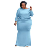 Dresses for Women Plus Size Fall Clothing Casual Solid Long Sleeve Stretch Loose Elegant Dress 2021 Wholesale