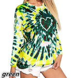 Tie-Dye Heart Print T-shirt Creative Casual O-Neck Long Sleeve Clothes Autumn 5XL Large Size Ladies Loose